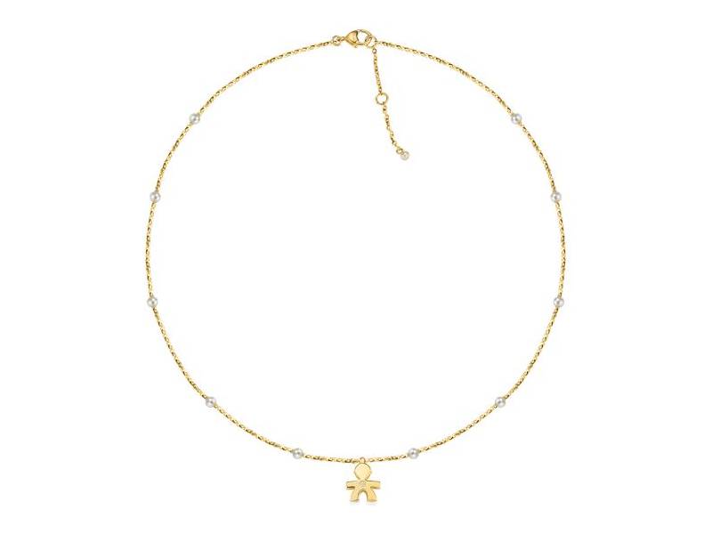 COLLANA ORO GIALLO 9KT CON PERLE E DIAMANTE BIMBO LE PERLE LE BEBE' LBB830